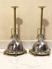 Nautical Aluminum   Brass Ceiling Pendant Lights     Vintage Marine Style Set Of 2
