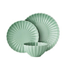 The Pioneer Woman Colette Scallop Green 12-piece Stoneware Dinnerware Set Plates