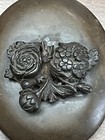 Victorian Antique Gutta Percha Floral Mourning Locket  s10 