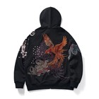Mens Sukajan Hoodie Embroidered Dragon Tiger Phoenix Japanese Streetwear Zip Up