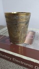 Vintage Solid Brass Indian Lassi Cup Etched 3  Tall