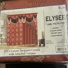 Elysee Luxury Jacquard Damask Curtain Panels W  Attached Valance 56x84 Red