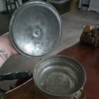 Vintage Copper   Brass Chafing Dish With Wood Handles And Stand     Classic Warmer