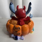 Disney Stitch Halloween Pumpkin Ceramic Candy Dish W  Spring Hands 7     Devil Red