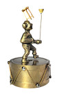 Music Box Juggler Clown Standing On Drum Solid Brass