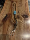 Navajo Vintage Bolo Tie Sterling Silver  Turquoise Made By Jack Tom