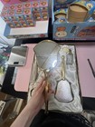 Vintage Floral Gold   White Vanity Set Mirror Brush Comb Jar Atomizer