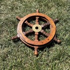 Brass Center Hub Nautical Wooden Ship Wheel 12    Inch Housewarming Gift