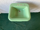 Vtg Cast Iron Jadeite Green Porcelain Barber Salon Pedestal Sink Belveder 87-25e