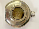 Vintage Comoy   s Of London 7 Oz English Pewter Sailboat Flask Round Porthole Dsva