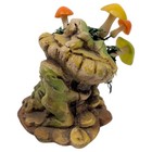 Vtg Mcm 70s Mushroom Elf Gnome Pixie Fairy Statue Plaster  W  Plastic Mushroom