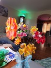 Vintage Mcm Lucite Acrylic Resin Bouquet Of 12 Flowers Set Loose Big