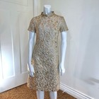 Vintage 50   s 60   s Metallic Gold Brocade Dress Party Cocktail Hostess Hollywood