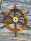 Antique Designer Wooden 24 Inch Wheel Decor Boat Pirate Brass Steering Handmade