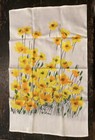 Vintage Vera Neumann Linen Kitchen Tea Towel Yellow Orange Floral Flower 15   x25   