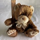 Dan Dee Collectors Choice Teddy Bear Plush Brown Tan Bow Stuffed Animal Paw Pads