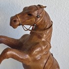 Vintage Leather Wrapped Prancing Horse 10 X 17    Genuine Leather From Indonesia