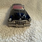 Vintage 1950   s Tin Friction Cadillac Convertible Tin Car In Black Red Interior