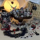 Gothic Vampire Mystery Jewelry Jar  Medium  Red Black Skull - 30 Pcs 