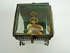 Q888 Antique French Beveled Glass Miniature Jewelry Box  Pocket Watch Holder