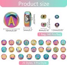 Ph Pandahall 244pcs Glass Letter Beads - 10mm Flat Round 10mm  Rainbow Color 
