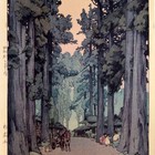 Avenue Of The Sugi Trees By Hiroshi Yoshida     Japanese Woodblock Landscape Print