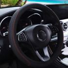 Pu Leather Steering Wheel Cover 3d Comfortable Anti-slip Leather Texture Cover