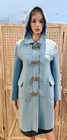 Vintage 1970s Yves Saint Laurent Wool Blend Blue Coat Womens Us M l