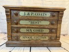 Vintage J   P Coats Spool Cabinet 4 Drawer Oak General Store Display Best 6 Cord
