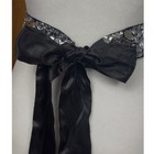 Black Satin Rhinestone Crystal Sash Belt Formal Bridal Evening Waist Tie 69in