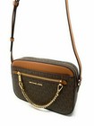 Michael Kors Jet Set Item Large East West Zip Chain Mk Crossbody Bag Brown