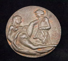 Antique Cast Metal Relief Medallion Nude Figure Classical Art Round Plaque
