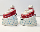 Vtg Coca Cola Polar Bear Sledding Salt And Pepper Shakers