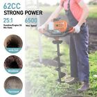 62cc Gas Powered Post Hole Digger 2100w  3 Auger Bits  3  5    8   rod 3x24  