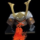 Japanese Samurai Armor Iron Kabuto Helmet Takeda Crest Display With Stand