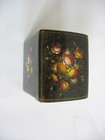 Vtg Signed Russian Lacquer Trinket Box Hand Painted Fedoskino Floral Flowers