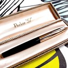 Parker 51vacumatic Dj Black Fountain Pen W plain Solid Gold Cap   Orig  Box  Usa