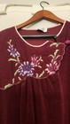 Vintage Vanity Fair Nightgown Womens Medium Burgundy Velour Embroidered 80s