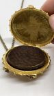 Vintage Estee Lauder 1973 Blue Stone Solid Perfume Compact Necklace Vtg Full