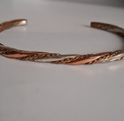 Vintage Copper Brass Silver Tone Twisted Metal Cuff Style Bracelet 7  - 8 
