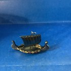 Vintage Pewter Viking Ship With Enamel Inlays  Detailed Norway Souvenir