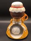 Vntg  60s Yarn Caddy W  Scissors Holder Ceramic Prairie Girl  Cottagecore Rare