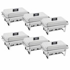 6pcs Stainless Steel Chafing Dish Buffet Trays Chafer Dish Set Kitchenware 8qt