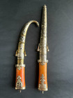 Set 2 Handmade Khanjar Dagger Moroccan Jambiya Bone Handle Decoration 14    10 