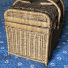 Large Vtg Wicker Rattan Picnic Or Sewing Basket Handles Boho 12 5    X 8x9    High