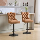 Set Of 2 Swivel Bar Stools Pu Bar Chairs Adjustable Height Kitchen Dining Chairs