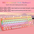 Mechanical Gaming Pink Keyboard 87 Key Retro Punk Typewriter-style blue Switc   