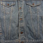 Vintage 1980s Plain Pockets Trucker Jacket Mens Blue Denim Cotton Medium