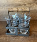 Bormioli Rocco Small Juice Glasses Siena Mcm Iron Drink Caddy Wood Handle  wear