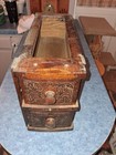 2 1900s Beuatiful Etched  Sewing Machine Cabinet Wood Drawers   Frame 